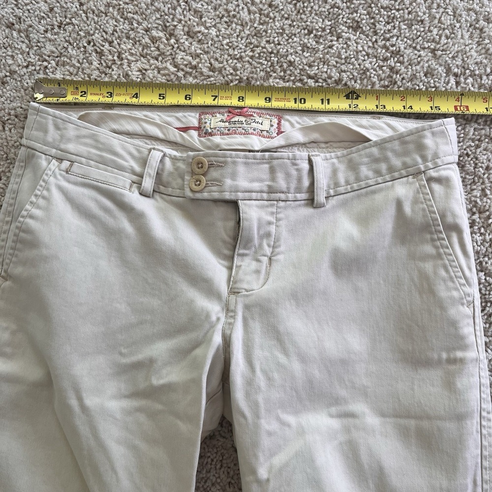 Vintage Y2K Abercrombie Fitch Low Rise Khaki Flare Pants 6 Long Tan Preppy - Picture 6 of 13